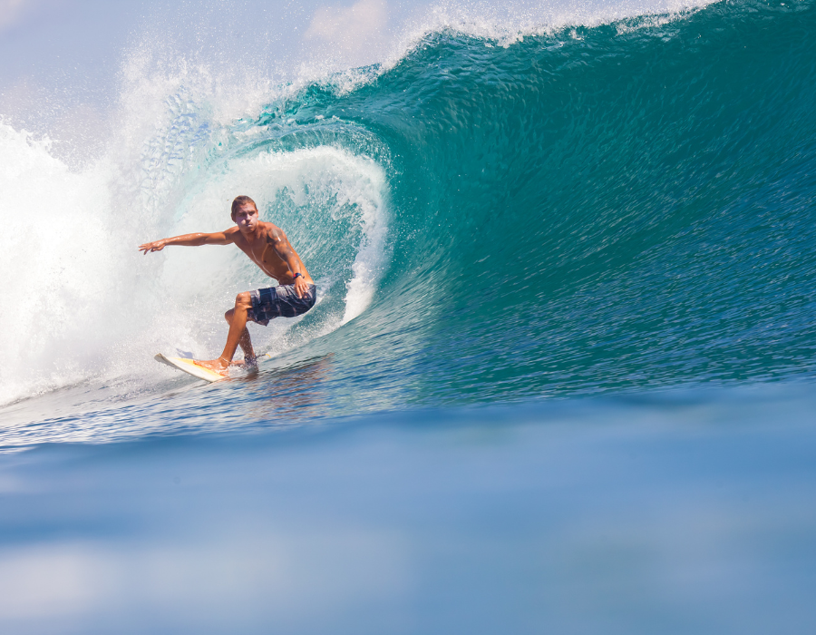 Clean reef break lineup on the Bukit Peninsula in Bali