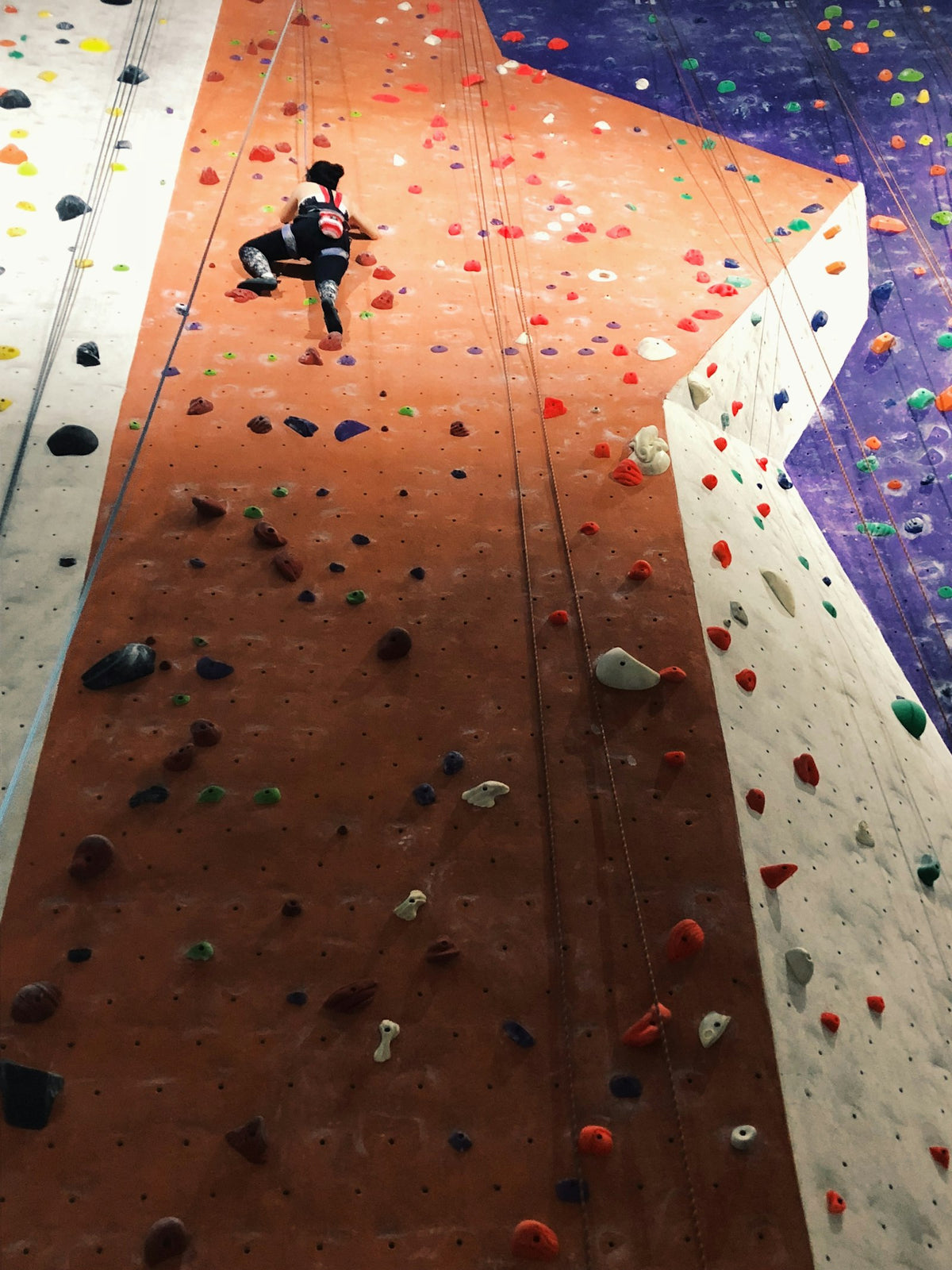 Person climbing an indoor wall