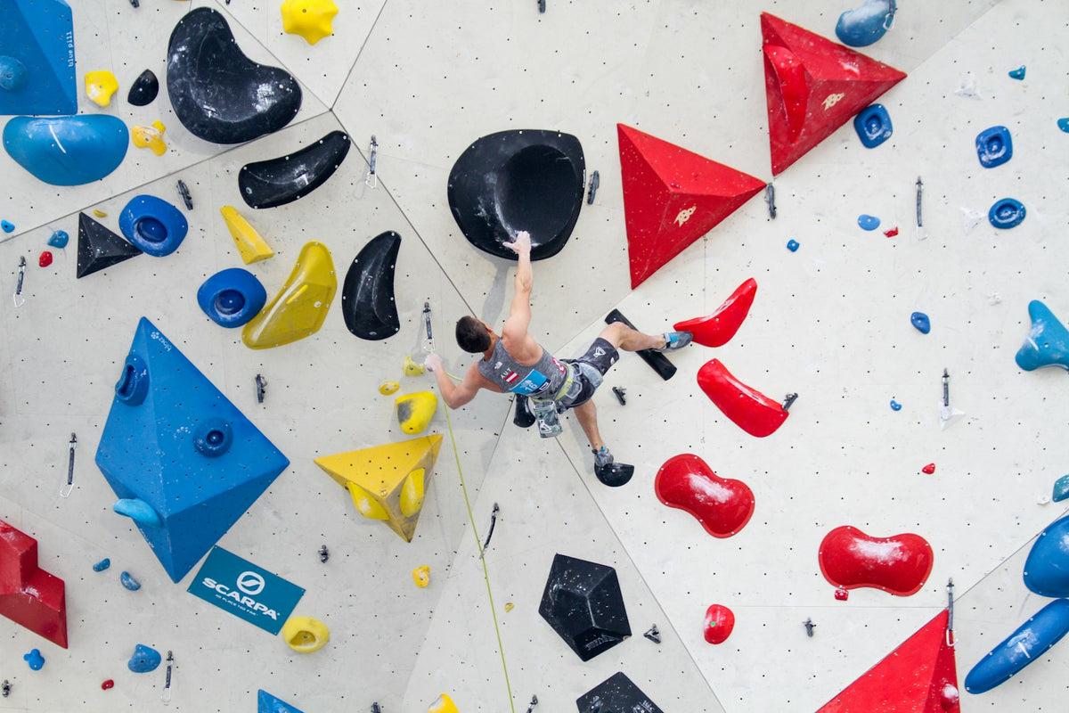Climber on an indoor wall
